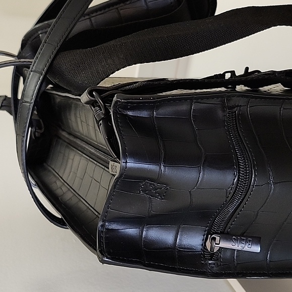 BÉIS 'The Large Work Tote' in Black Croc Large Laptop Bag - Picture 4 of 16